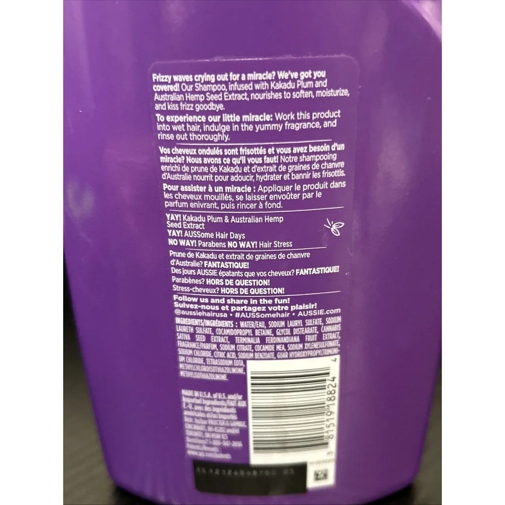 Aussie‎ Miracle Waves Kakadu Plum Seed Extract Shampoo Large 26.2 oz size